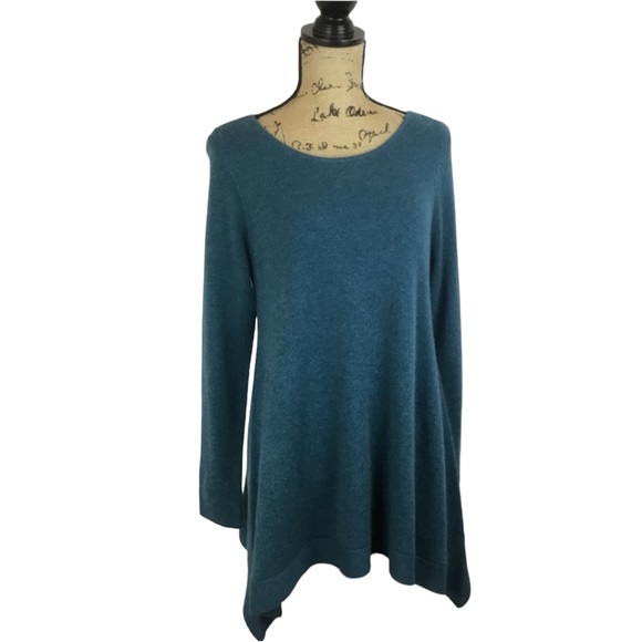 Charter Club Luxury Cashmere Teal Trapeze Cashmere  Sweater - Picture 6 of 6